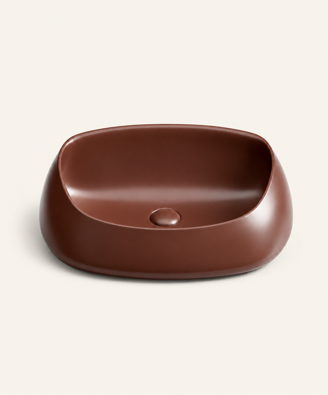 Velora ceramic countertop basin in Smoked Umber, front view
