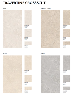Керамогранитная плитка TRAVERTINE CROSSCUT, глазурованная, размером 120x60 см, 60x60 см, 30x60 см, 30x30 см